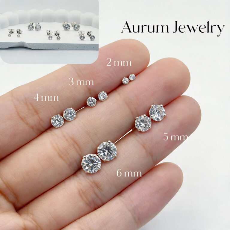 Aurum Jewelry : ต่างหูเพชร cz กลม เงินแท้ รุ่น Classy Silver