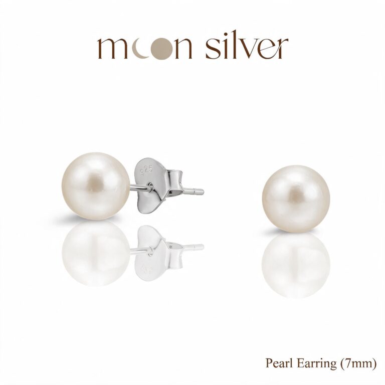 Moonsilver ต่างหูมุกน้ำจืด เงินแท้ 925 Size 3 - 8 mm ต่างหูเ