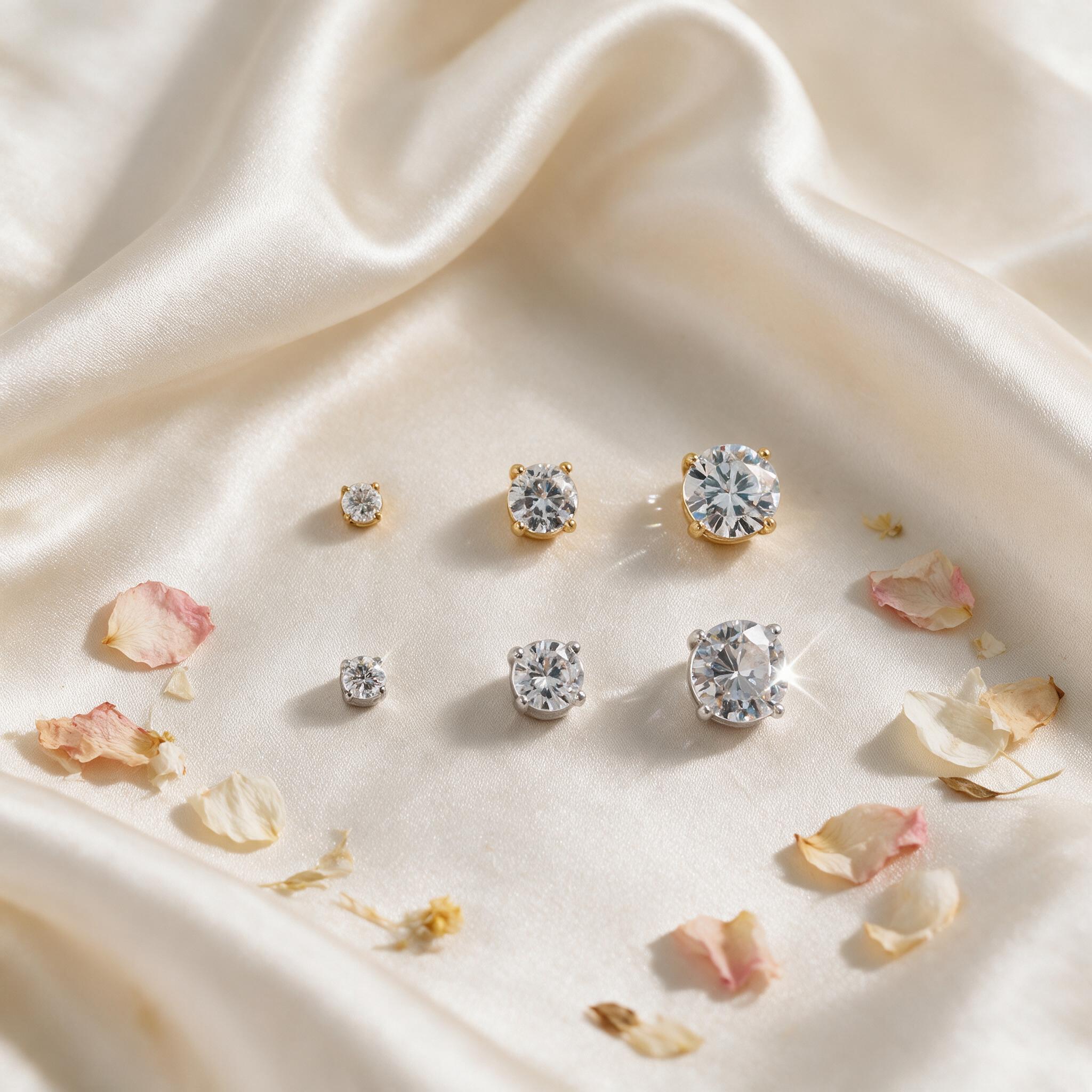 Valichain - Petite Gem Round Ear Stud - สไตล์ลิ่ง