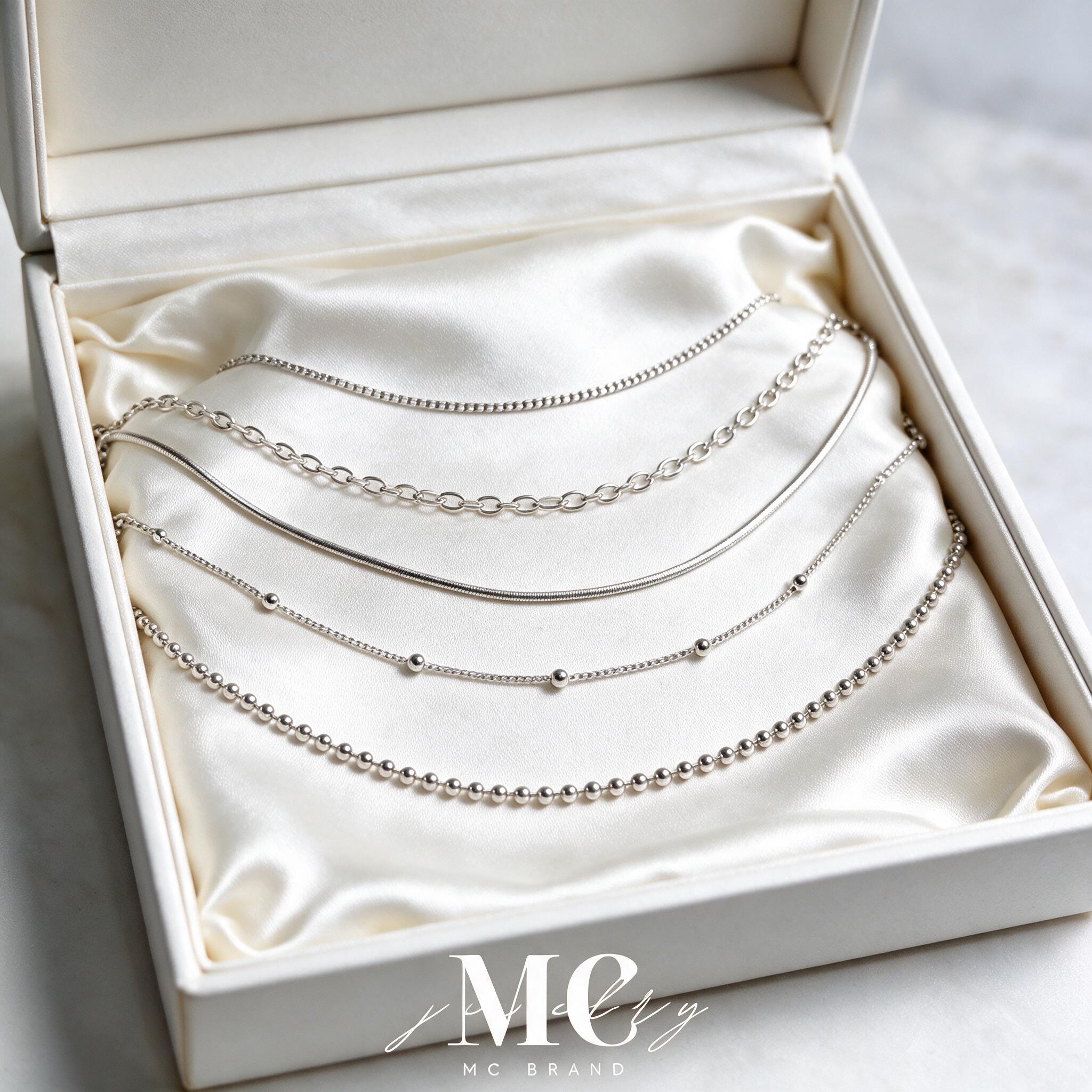 [มีใบรับรองเงินเเท้] MCbrand.Jewelry🩵 สร้อยเปล่าเงินเเท้ 92 - กล่องของขวัญ