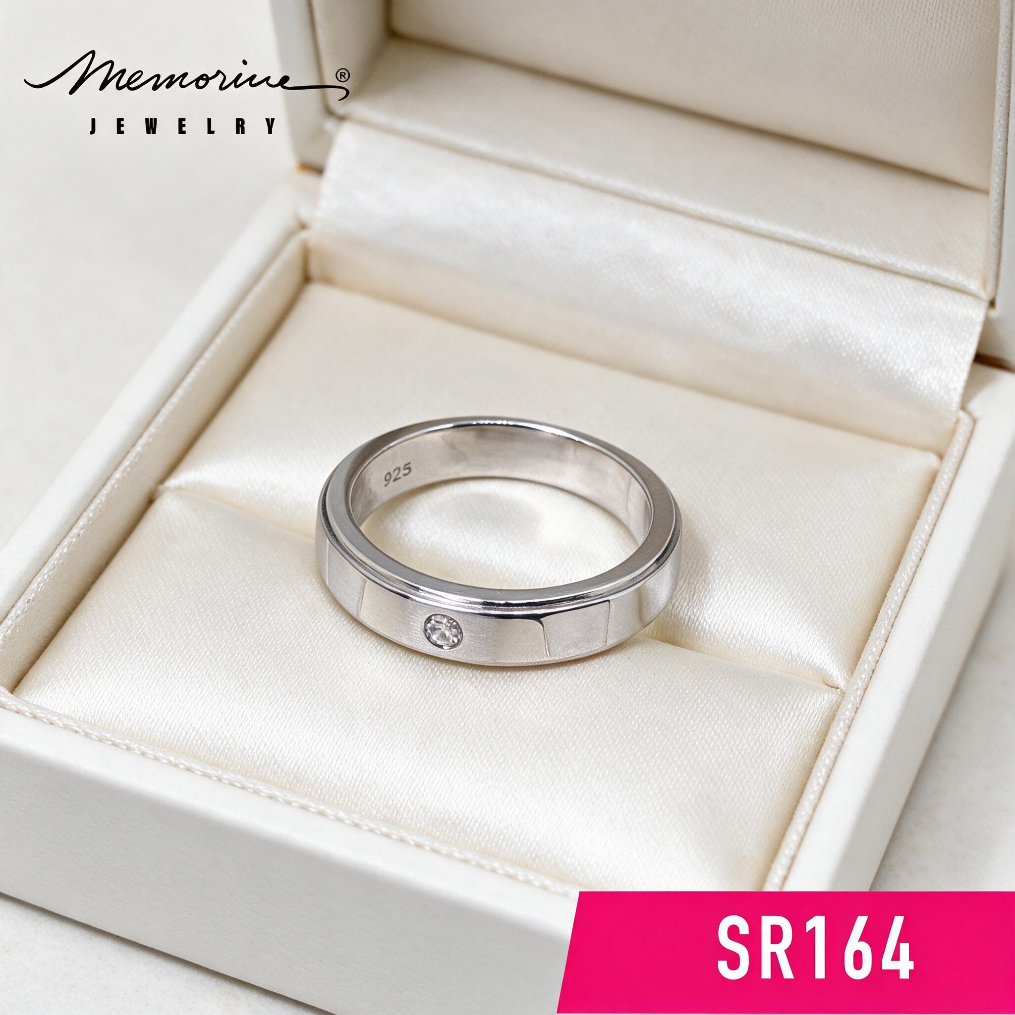 Memorine Jewelry แหวนเงินแท้ 925 ฝังเพชรสวิส (CZ) : SR164 - กล่องของขวัญ