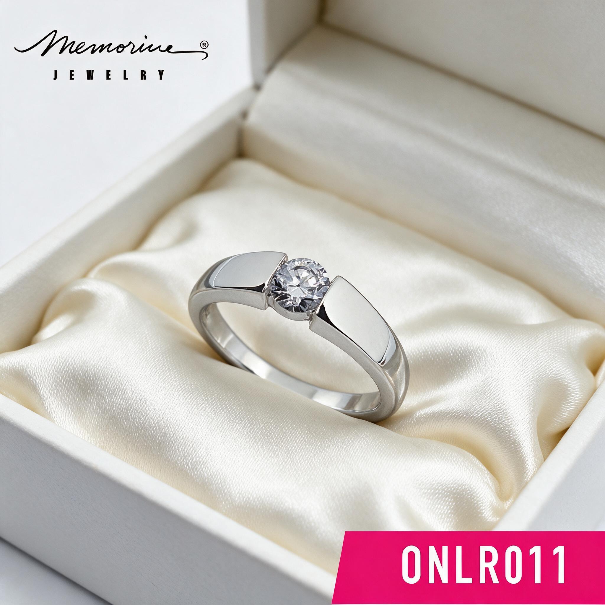 Memorine Jewelry แหวนเงินแท้ 925 ฝังเพชรสวิส (CZ) ONLR011 - กล่องของขวัญ