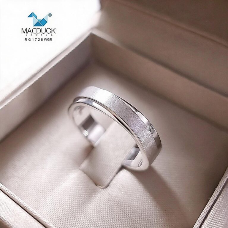 Madduckjewels RG1728WGR แหวนเงินแท้ 925 ชุบโรเดียม แหวนกว้าง