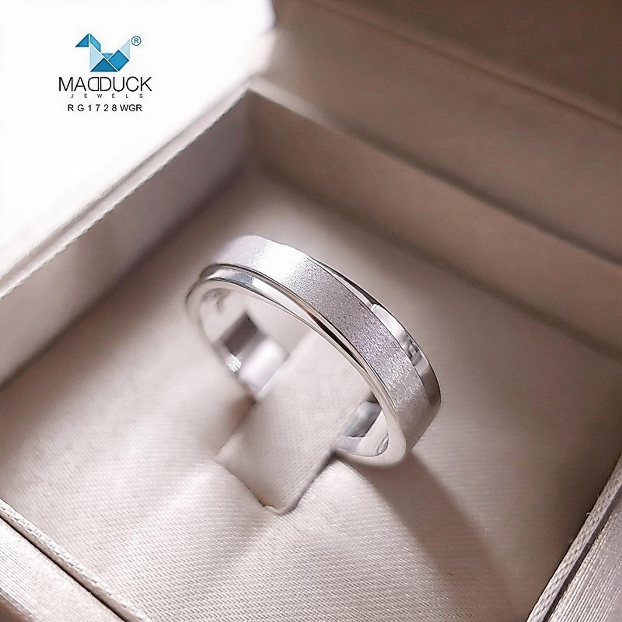 Madduckjewels RG1728WGR แหวนเงินแท้ 925 ชุบโรเดียม แหวนกว้าง