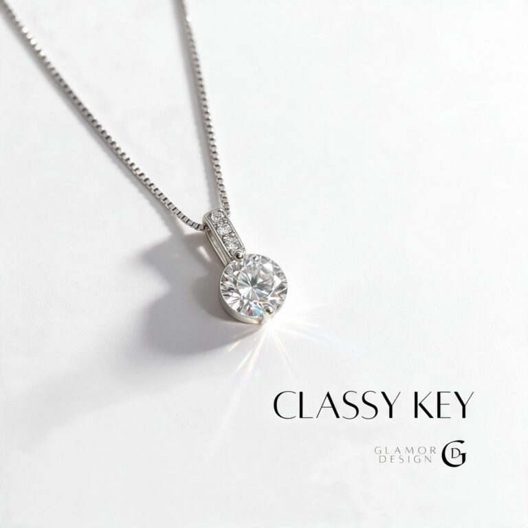 GLAMOR✨สร้อยคอเงิน Classy Key สร้อยคอเงินแท้925 จี้เพชร สไตล