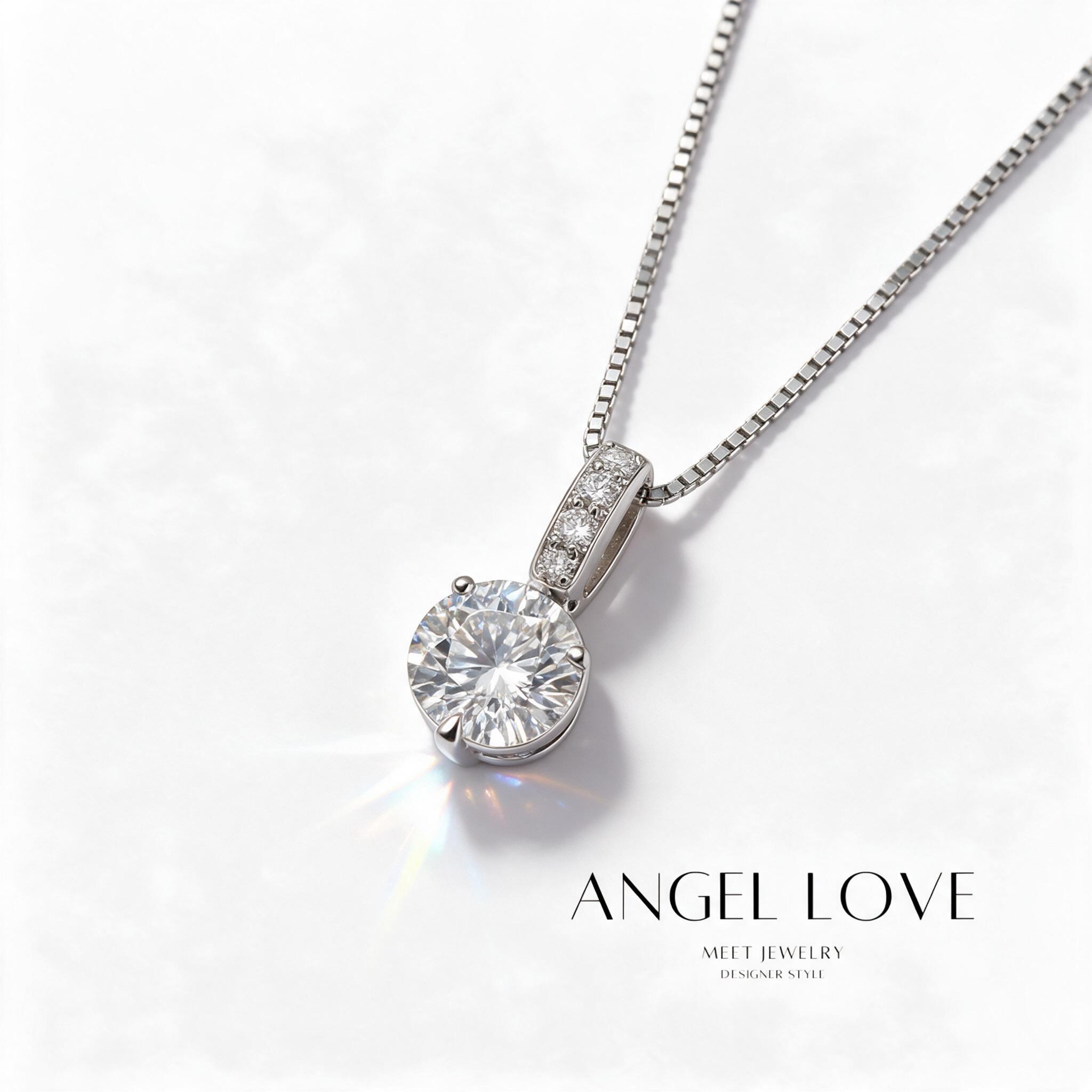 MEET💕สร้อยคอเงิน Angel Love สร้อยคอเงินแท้925 จี้เพชร สไตล์