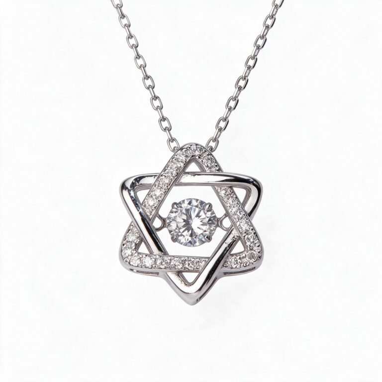 GLAMOR✨สร้อยคอเพชร Diamond hexagon ดาวโชคลาภ สร้อยคอเงินแท้