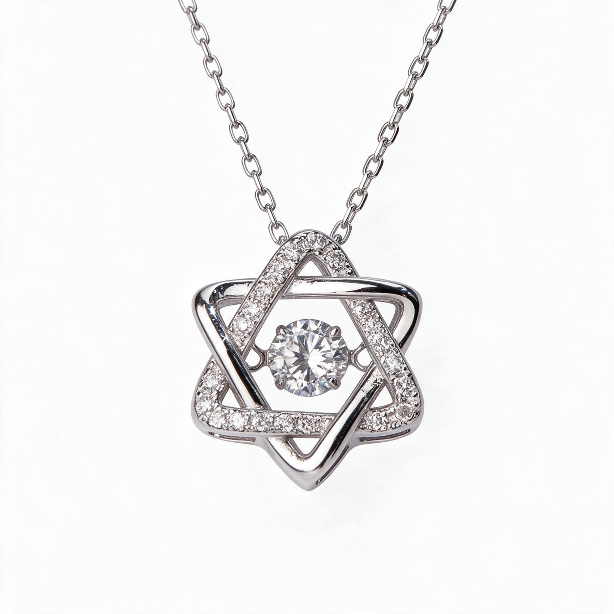 GLAMOR✨สร้อยคอเพชร Diamond hexagon ดาวโชคลาภ สร้อยคอเงินแท้