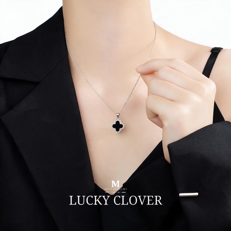 MEET💕พร้อมส่ง สร้อยคอเงินแท้ Lucky Clover สร้อยเงินแท้925 ส