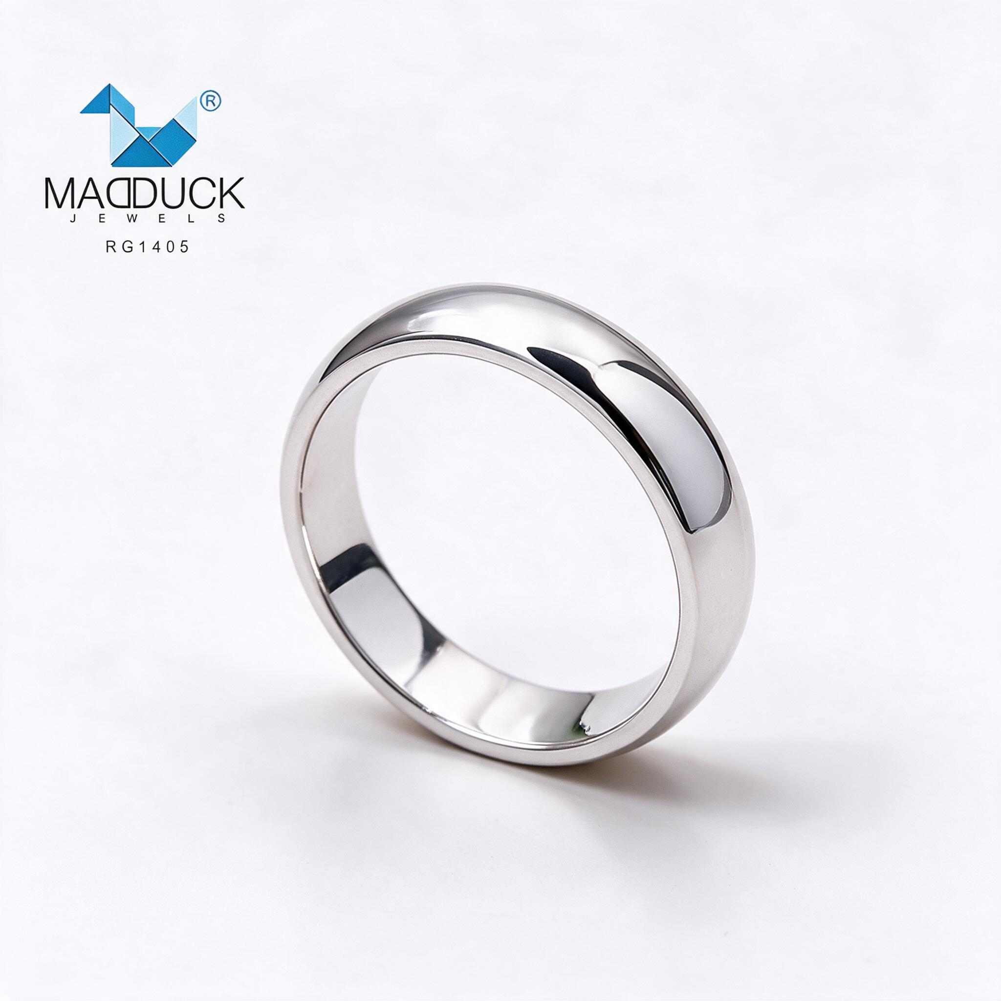 Madduckjewels RG1405 แหวนเงินแท้ 925 ชุบโรเดียม แหวนกว้าง 5m