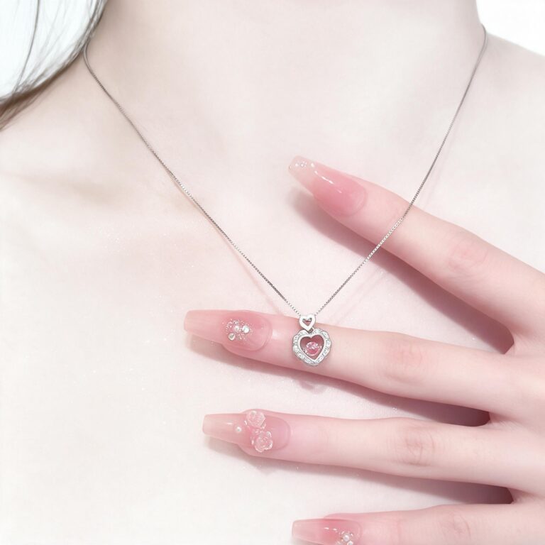 ESCOBAL สร้อยคอเงินแท้ Pink Diamond สร้อยเงิน สร้อยเงินแท้ ส