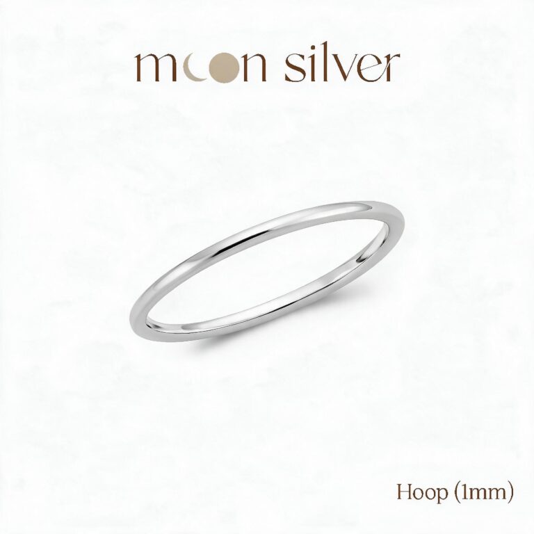 Moonsilver แหวนเงินเกลี้ยง 1mm กลม รุ่น Hoop แหวนเงินแท้925