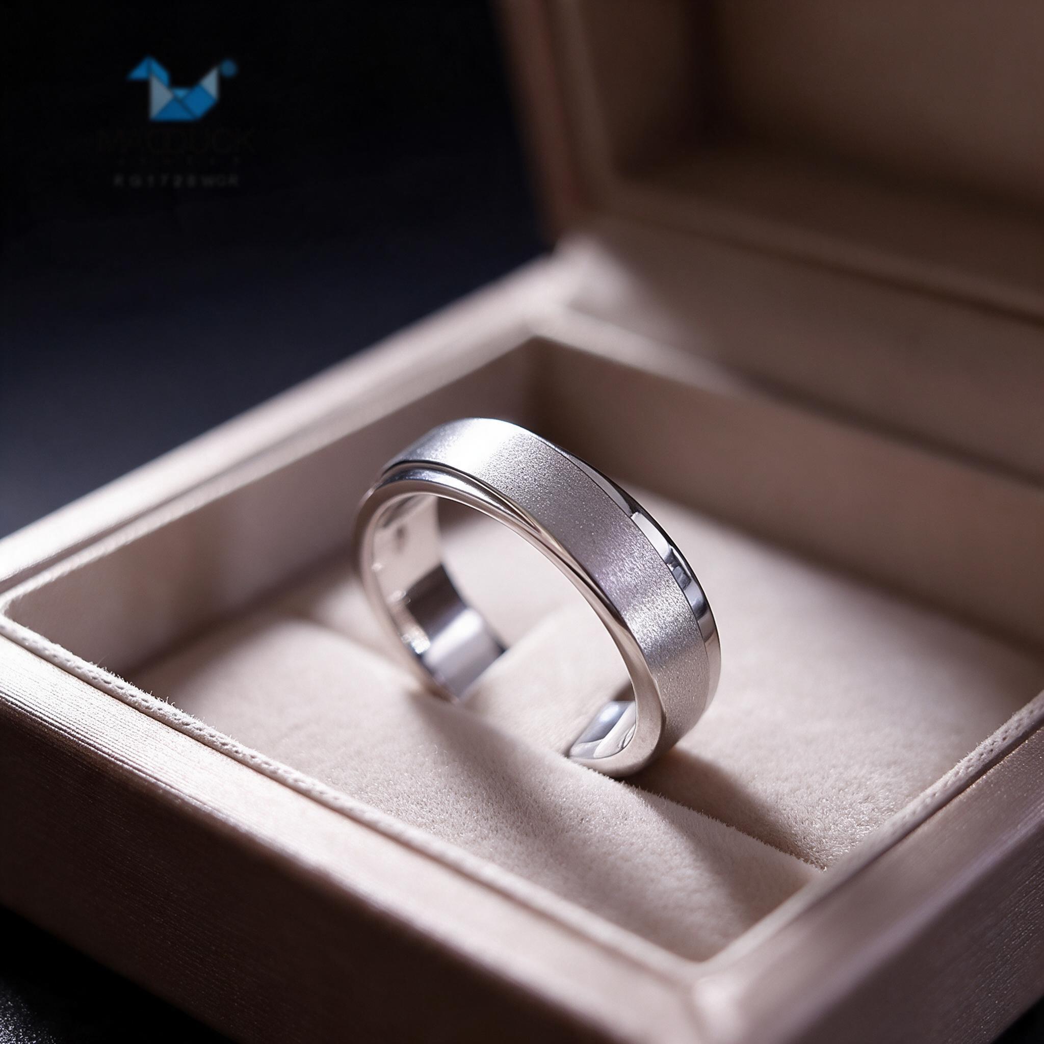 Madduckjewels RG1728WGR แหวนเงินแท้ 925 ชุบโรเดียม แหวนกว้าง - รายละเอียด