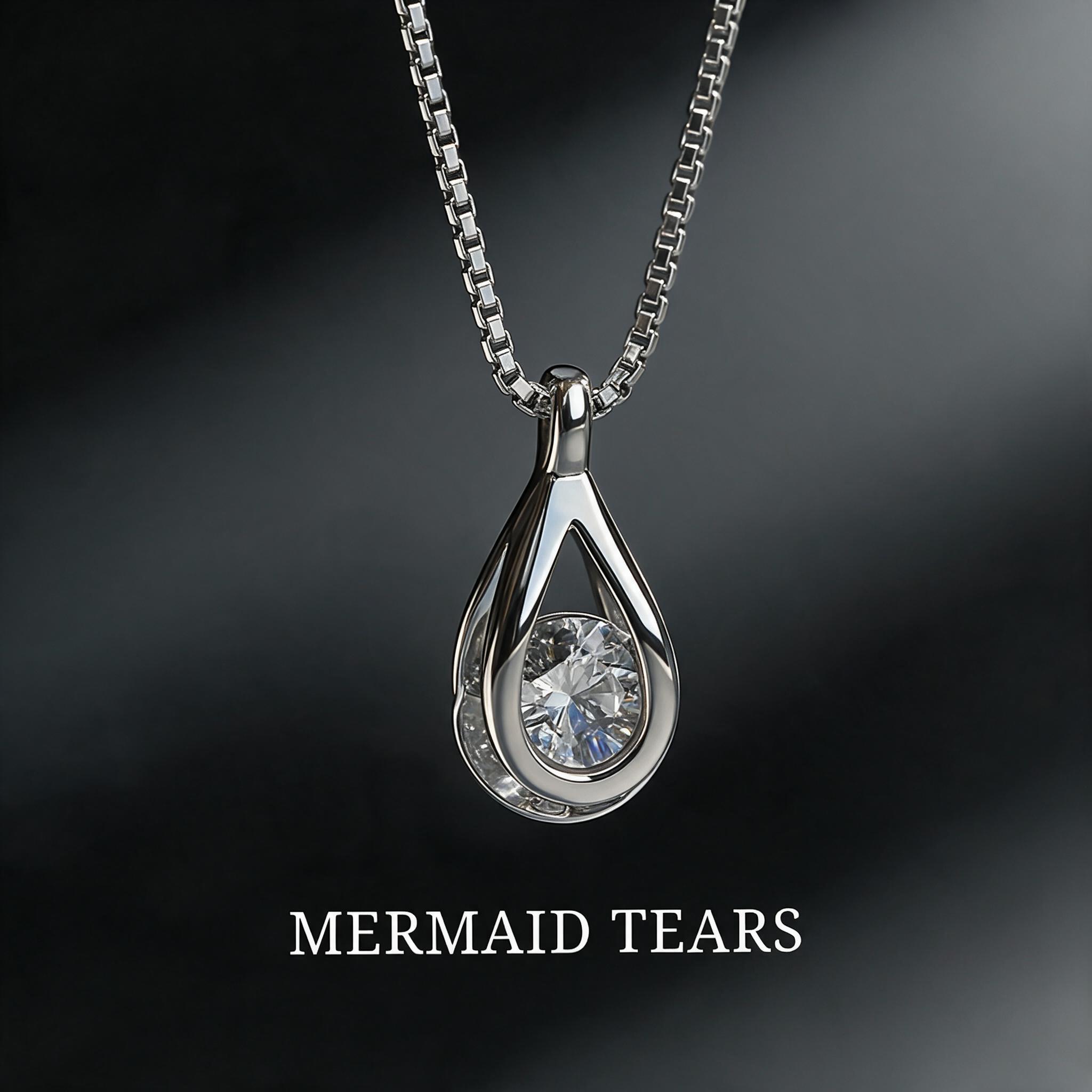 MEET💕พร้อมส่ง สร้อยเงิน Mermaid Tears เงินแท้925 แฟชั่นเกาห - รายละเอียด