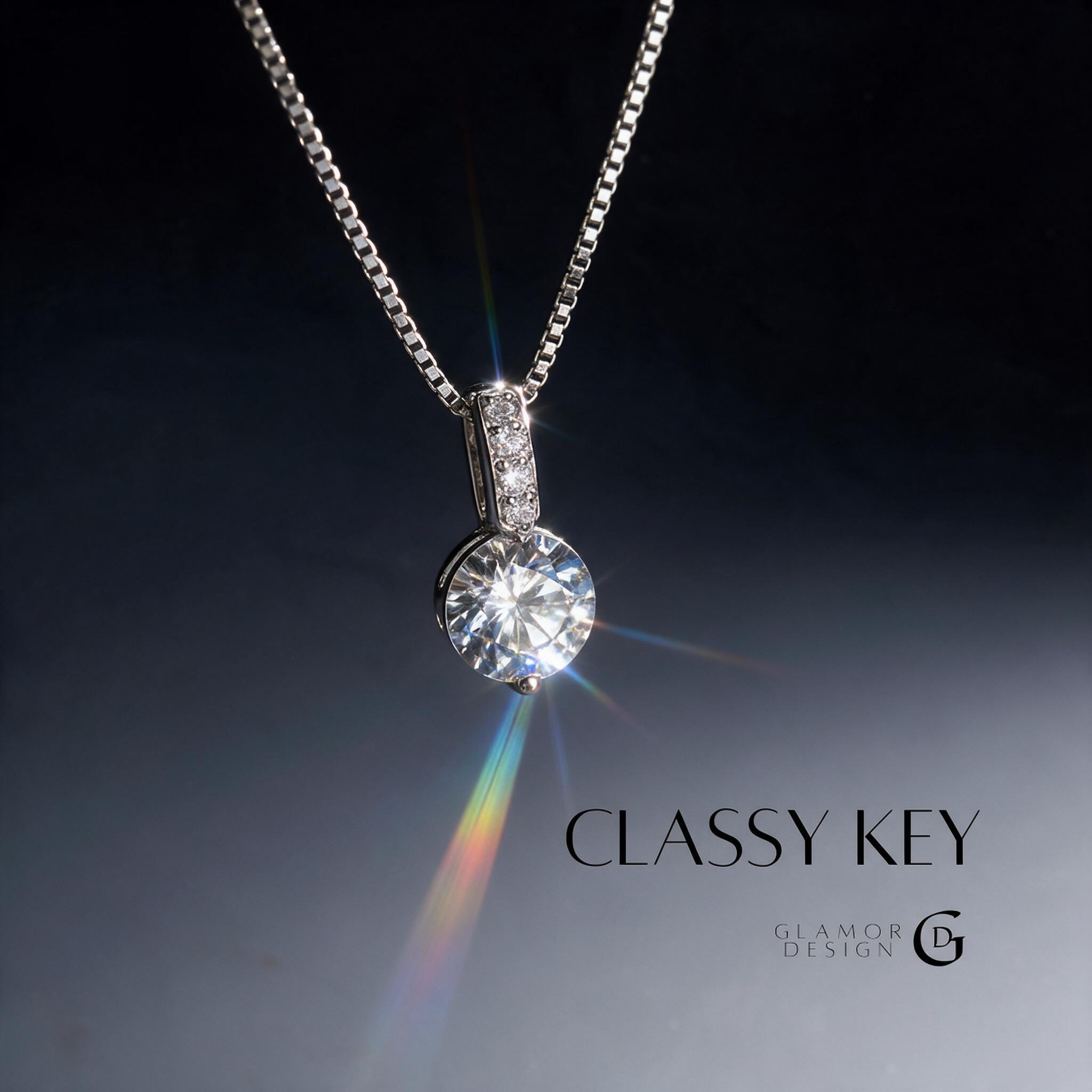 GLAMOR✨สร้อยคอเงิน Classy Key สร้อยคอเงินแท้925 จี้เพชร สไตล - รายละเอียด