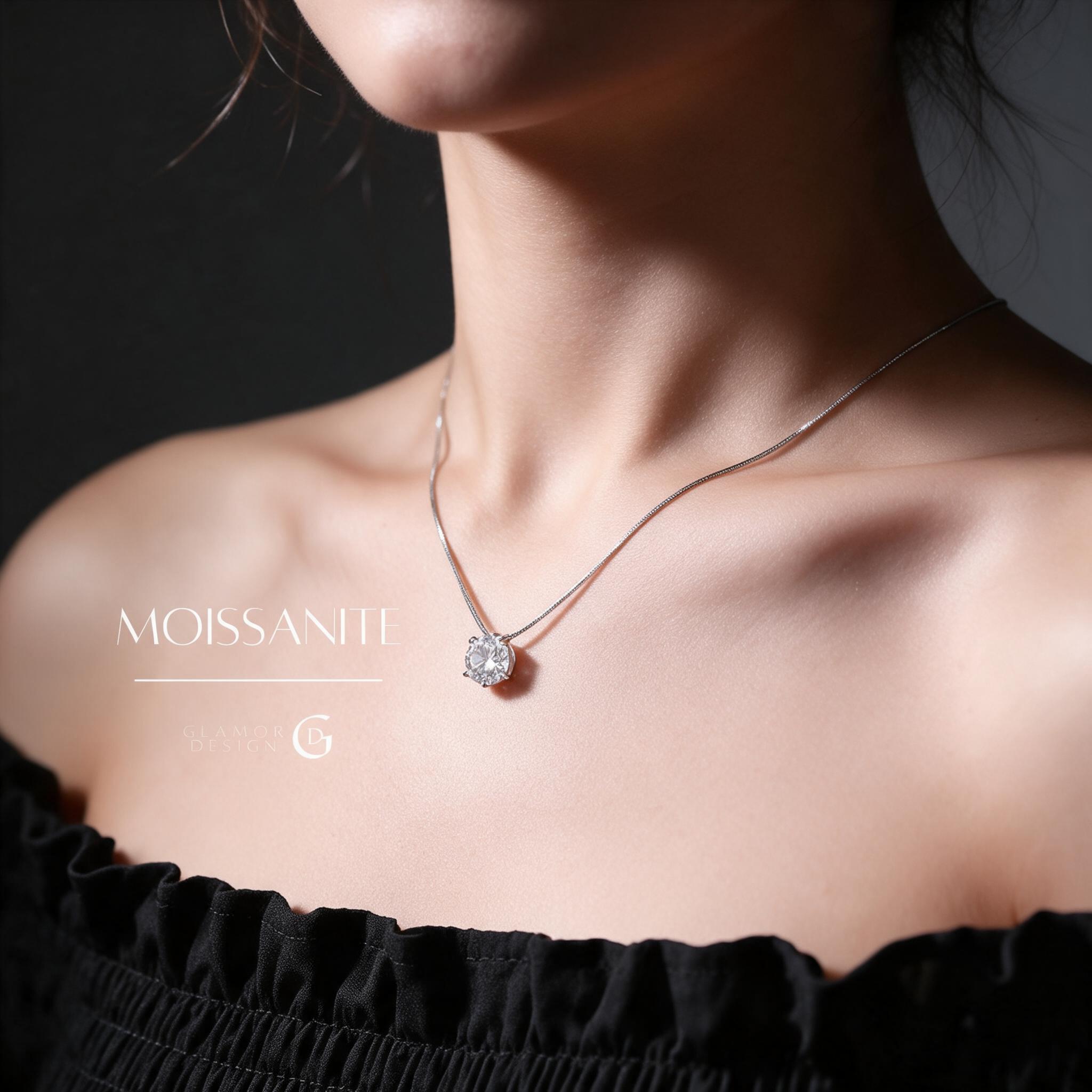 GLAMOR✨สร้อยเพชร Moissanite สร้อยเงินแท้พร้อมจี้ จี้เพชร สร้ - รายละเอียด