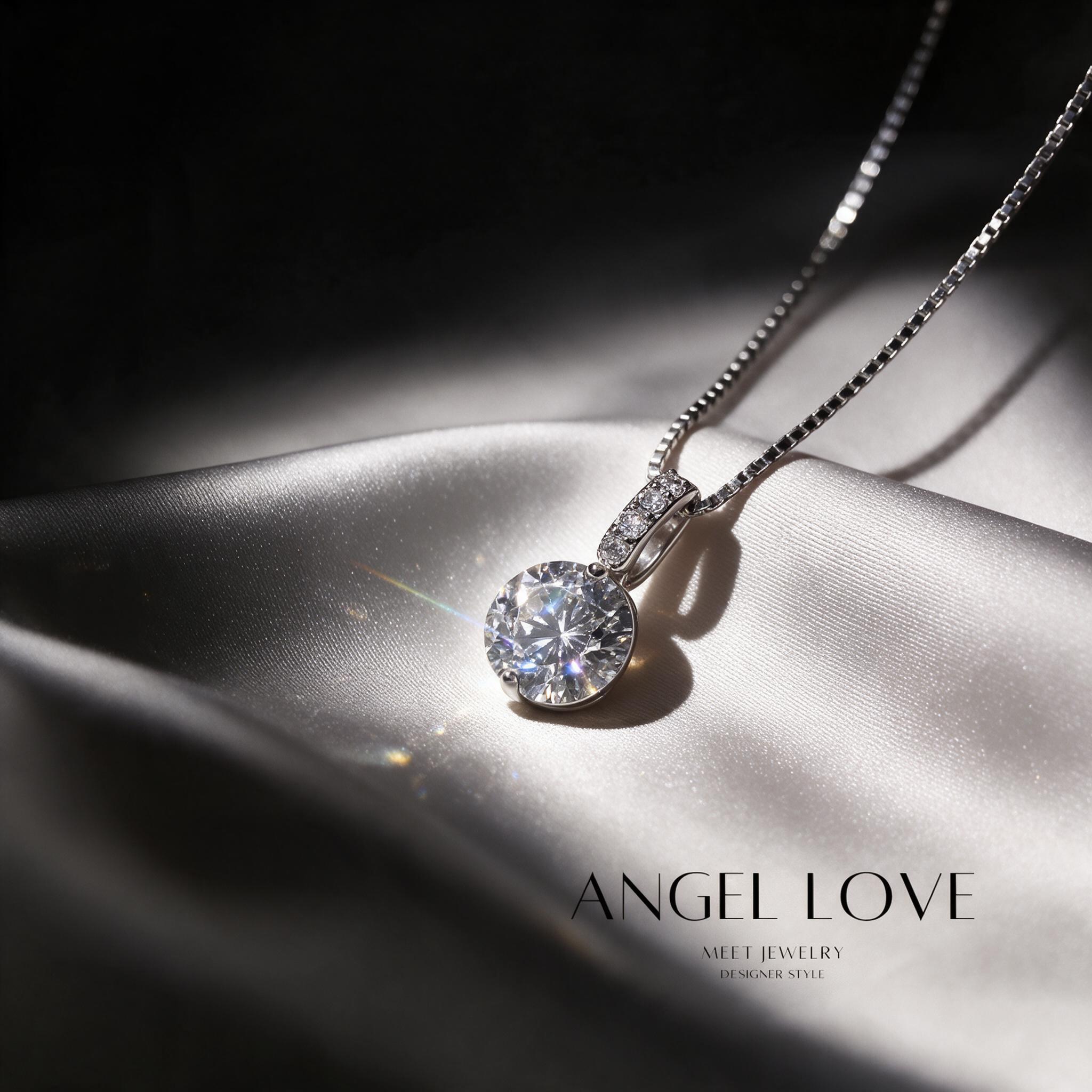 MEET💕สร้อยคอเงิน Angel Love สร้อยคอเงินแท้925 จี้เพชร สไตล์ - รายละเอียด