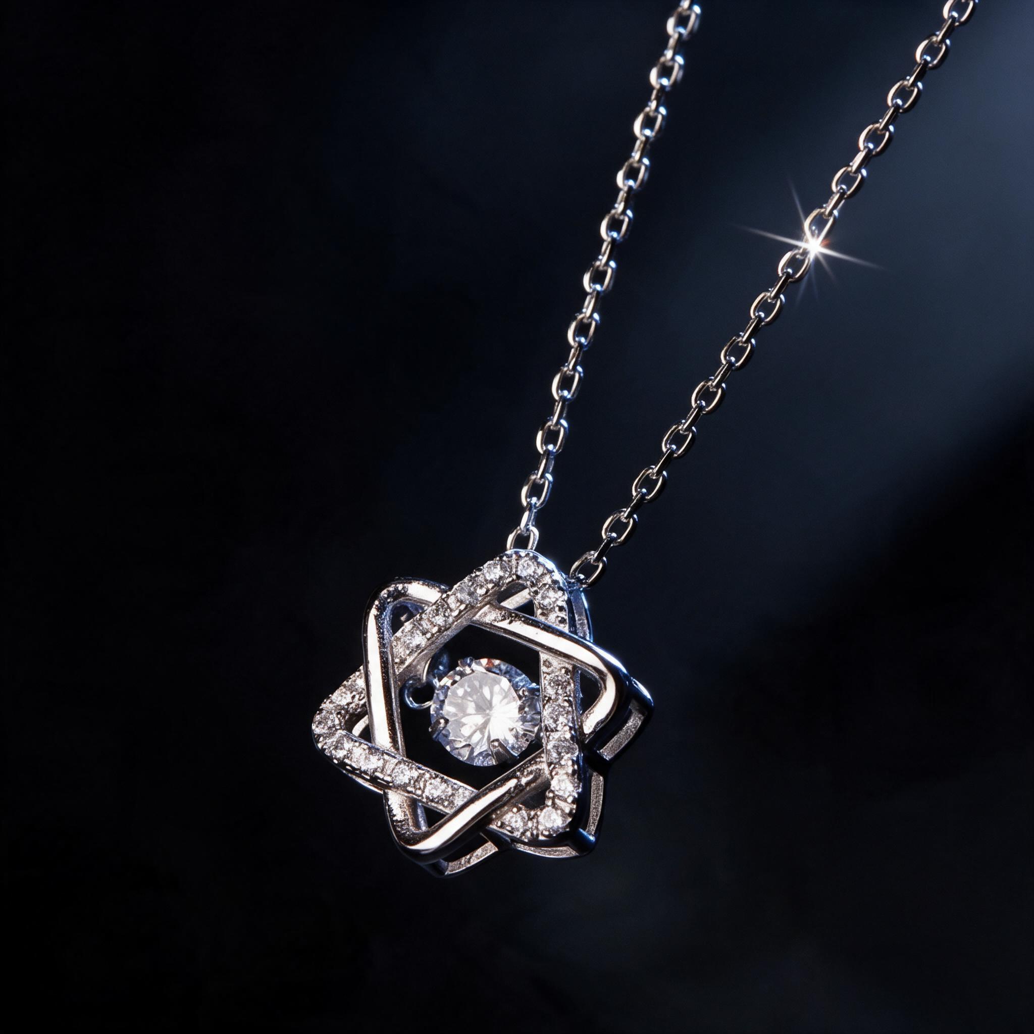 GLAMOR✨สร้อยคอเพชร Diamond hexagon ดาวโชคลาภ สร้อยคอเงินแท้ - รายละเอียด