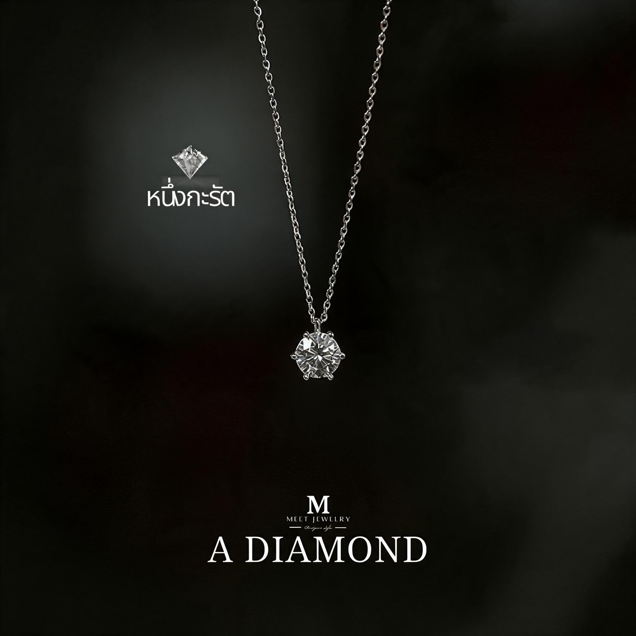 MEET💕พร้อมส่ง สร้อยเงิน A Diamond สร้อยจี้เพชร สร้อยแฟชั่น - รายละเอียด