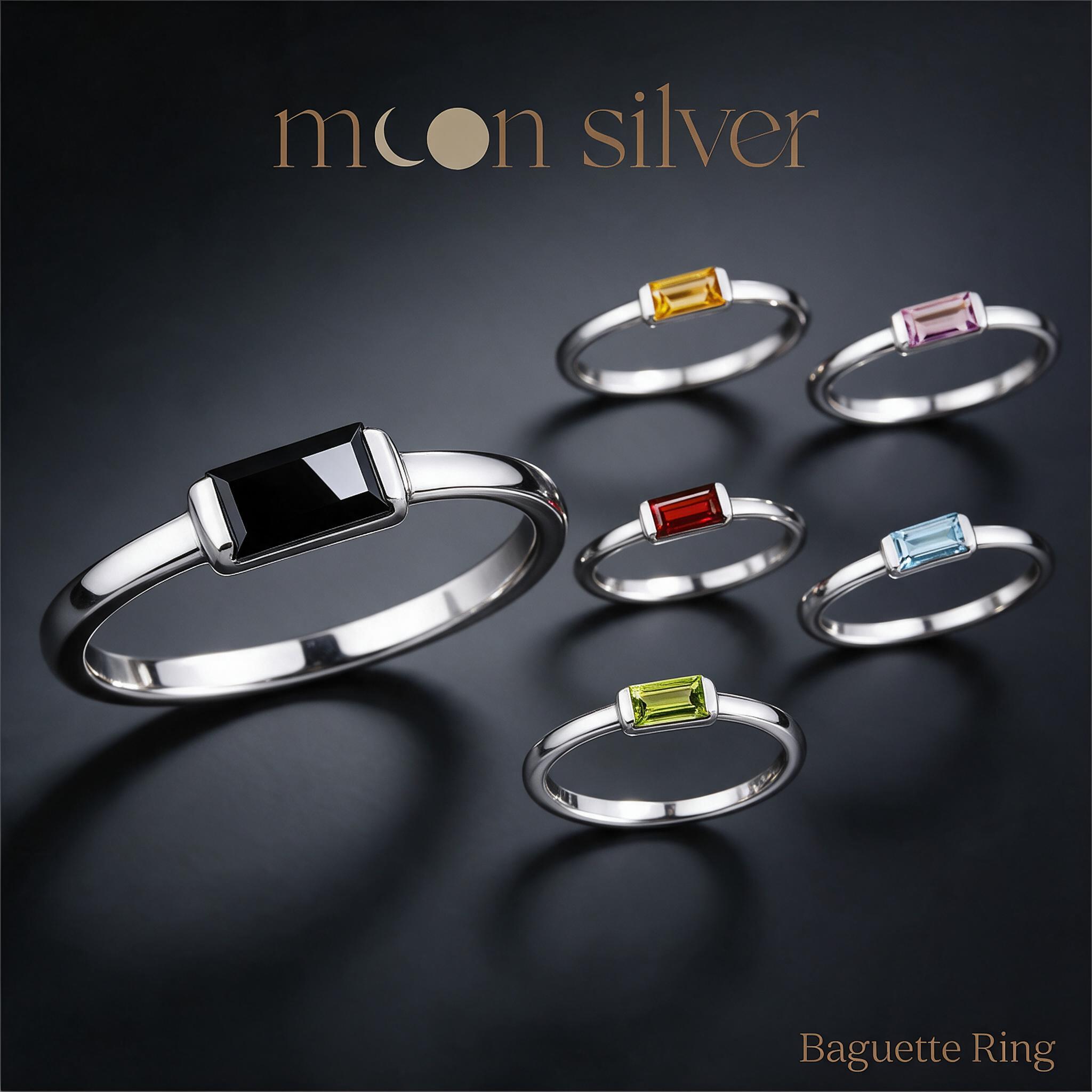 Moonsilver แหวนรุ่น Natural Baguette แหวนเงินแท้925 ฝังอัญมณ - รายละเอียด