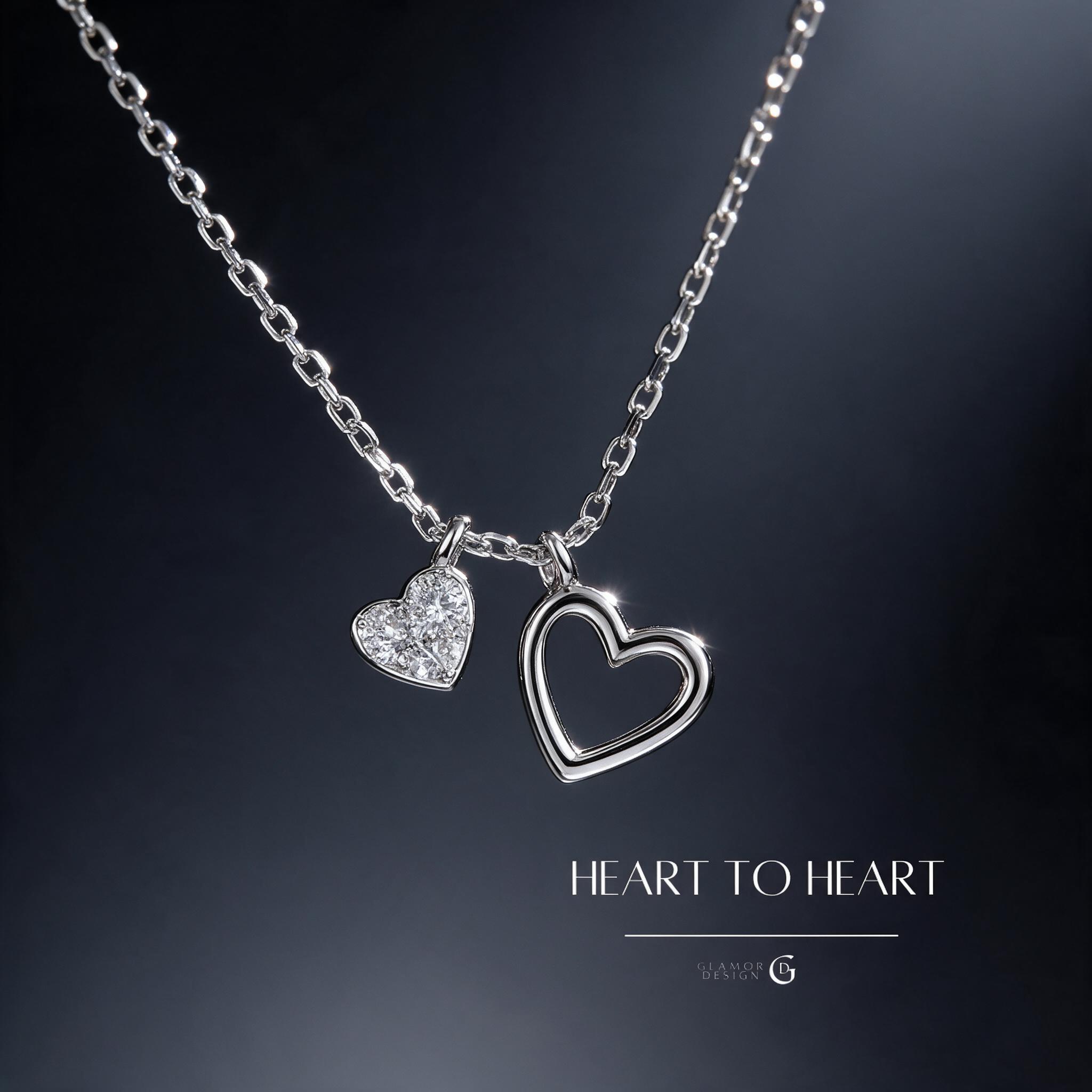 GLAMOR✨สร้อยเพชร Heart to Heart สร้อยคอเงินแท้ สร้อยคอเพชร ส - รายละเอียด