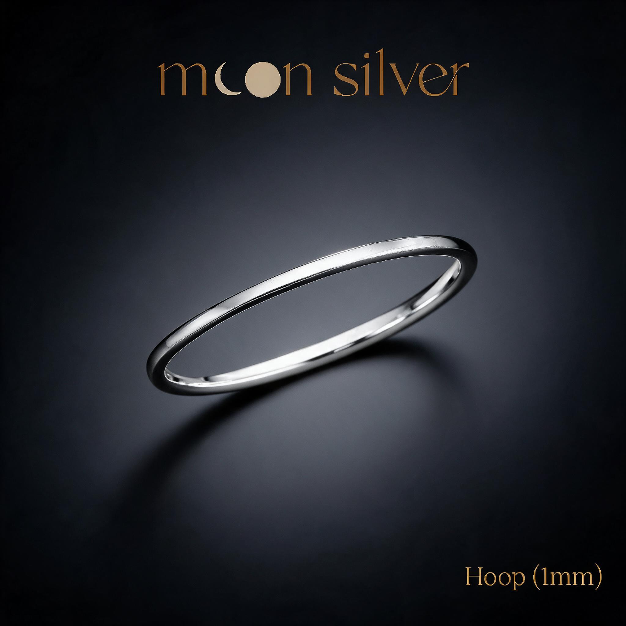 Moonsilver แหวนเงินเกลี้ยง 1mm กลม รุ่น Hoop แหวนเงินแท้925 - รายละเอียด