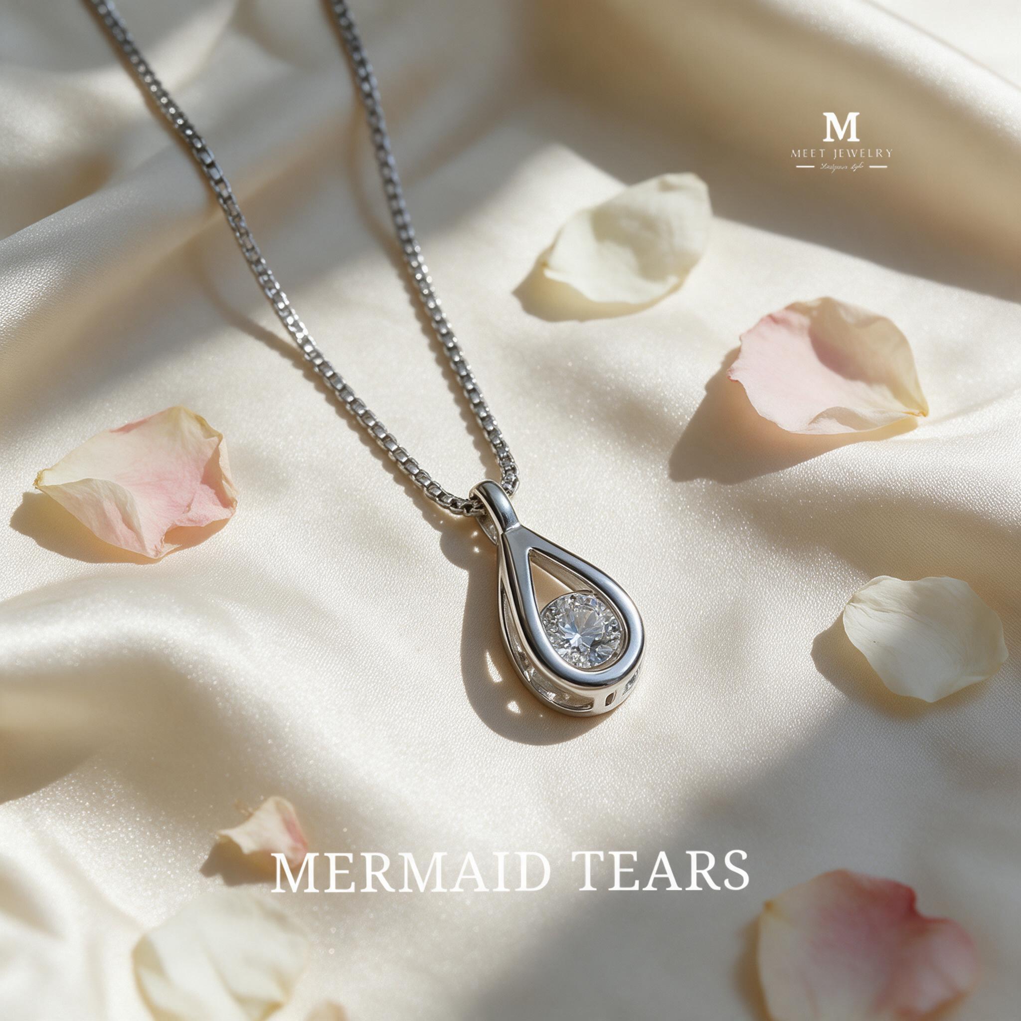 MEET💕พร้อมส่ง สร้อยเงิน Mermaid Tears เงินแท้925 แฟชั่นเกาห - สไตล์ลิ่ง