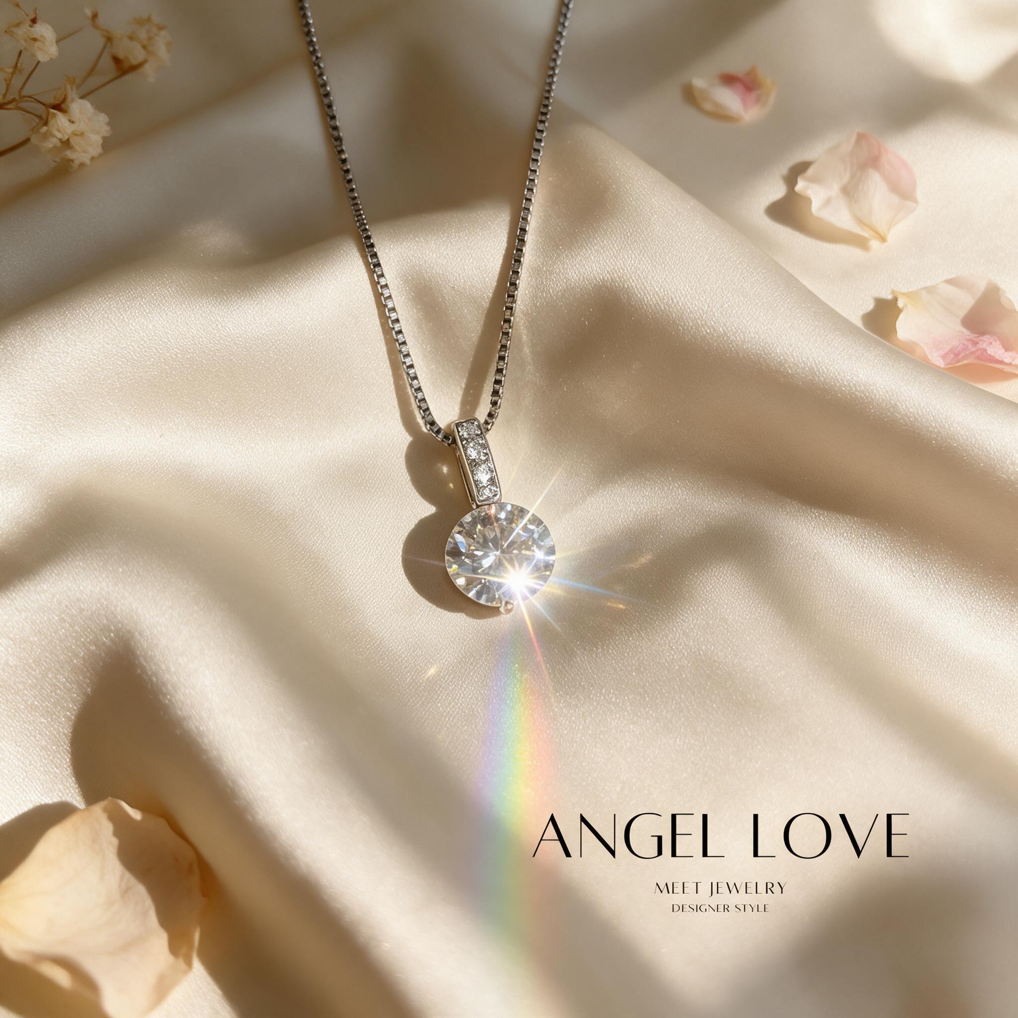 MEET💕สร้อยคอเงิน Angel Love สร้อยคอเงินแท้925 จี้เพชร สไตล์ - สไตล์ลิ่ง