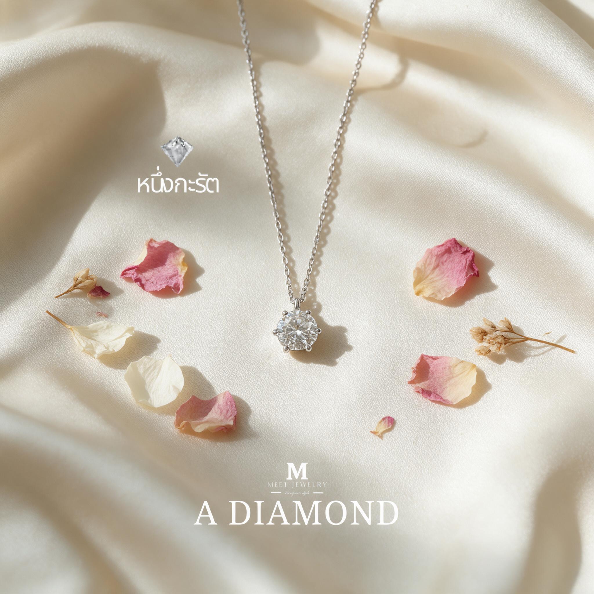 MEET💕พร้อมส่ง สร้อยเงิน A Diamond สร้อยจี้เพชร สร้อยแฟชั่น - สไตล์ลิ่ง