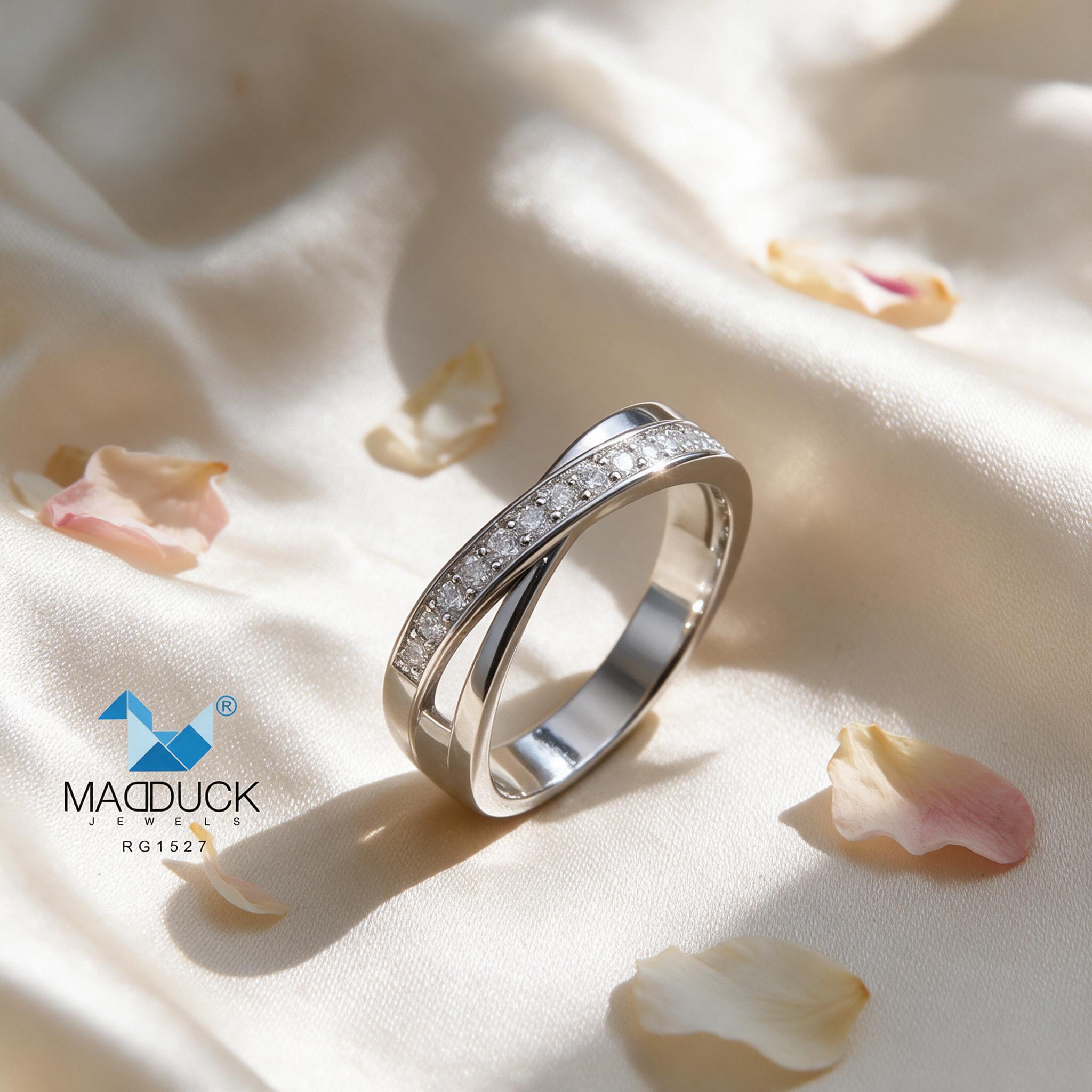 Madduckjewels RG1527 เงินแท้ 925 CZ / โมอิส (Moissanite) / เ - สไตล์ลิ่ง