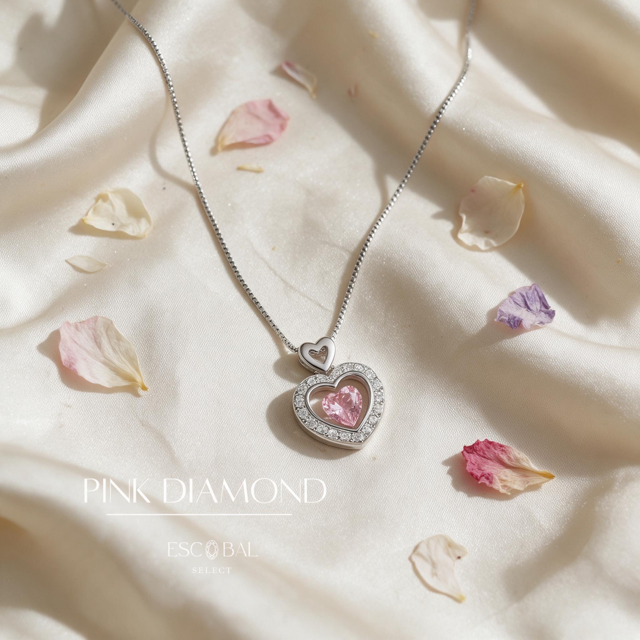 ESCOBAL สร้อยคอเงินแท้ Pink Diamond สร้อยเงิน สร้อยเงินแท้ ส - สไตล์ลิ่ง