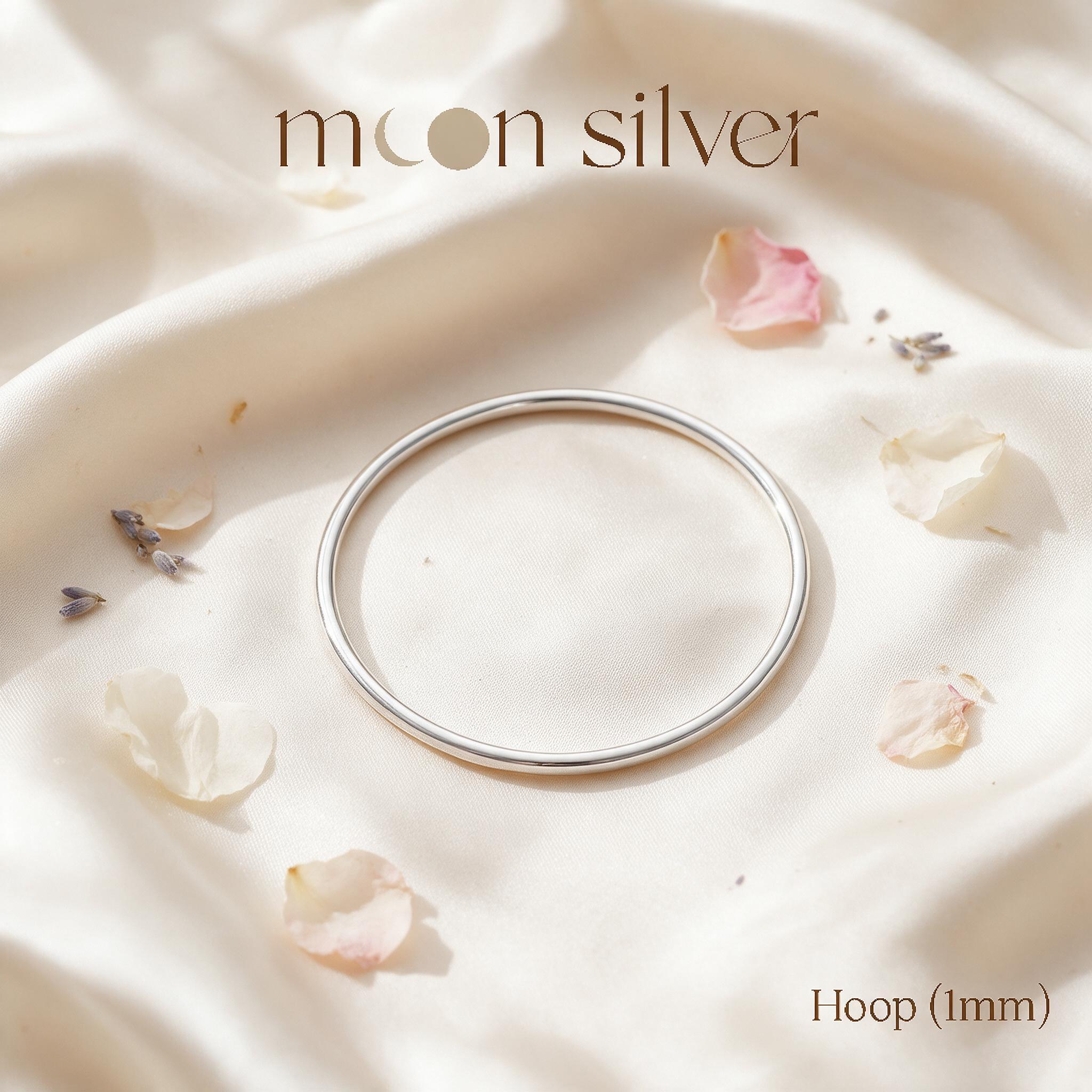 Moonsilver แหวนเงินเกลี้ยง 1mm กลม รุ่น Hoop แหวนเงินแท้925 - สไตล์ลิ่ง