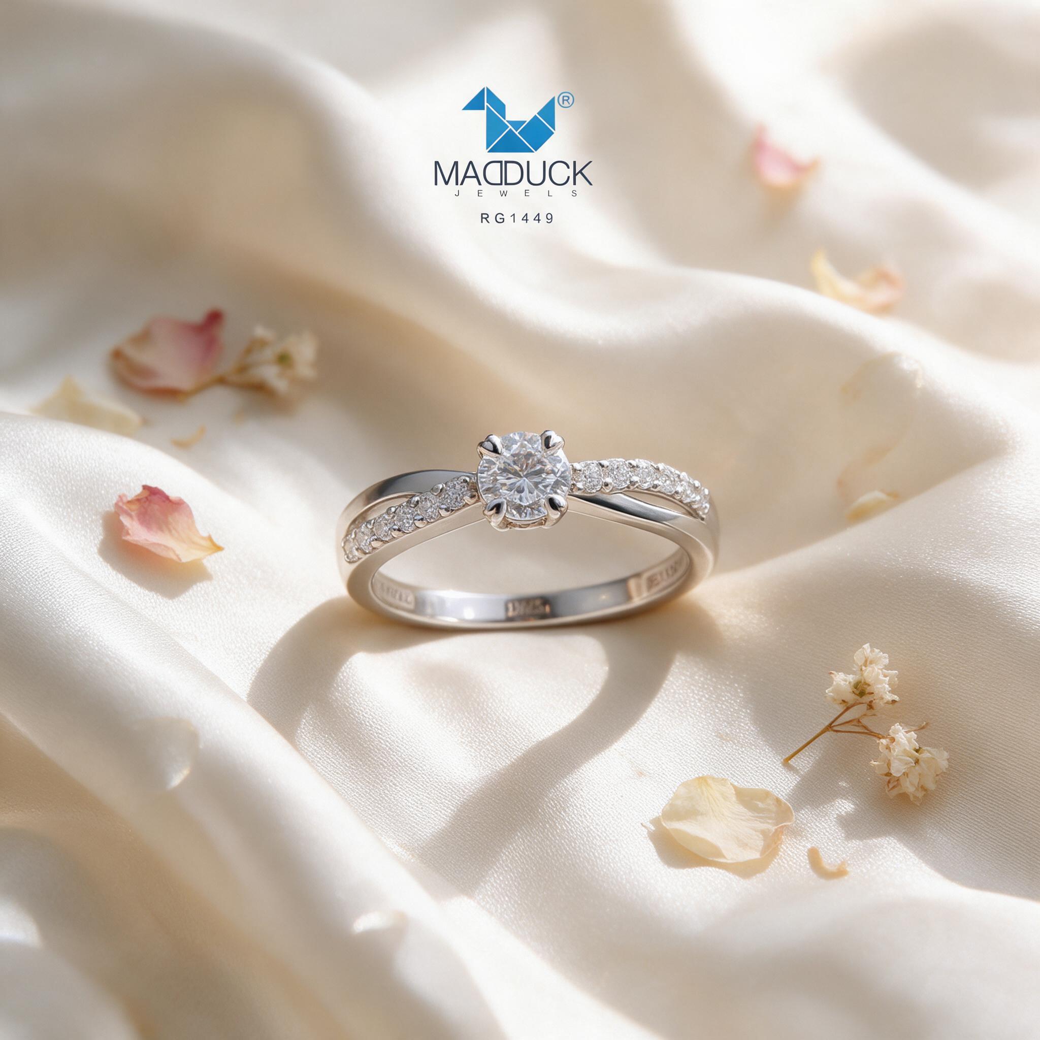 Madduckjewels RG1449 แหวนเงินแท้ 925 CZ / โมอิส (Moissanite) - สไตล์ลิ่ง