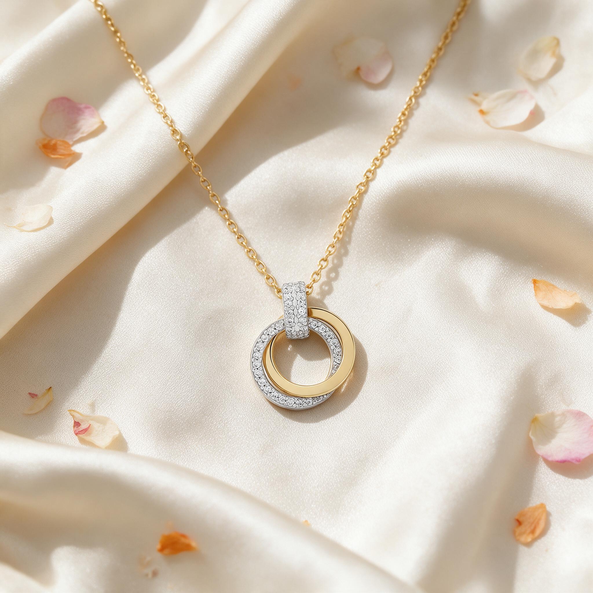 Jewellista สร้อยคอพร้อมจี้ Dianaเงินแท้ ประดับพลอย CZ - สไตล์ลิ่ง