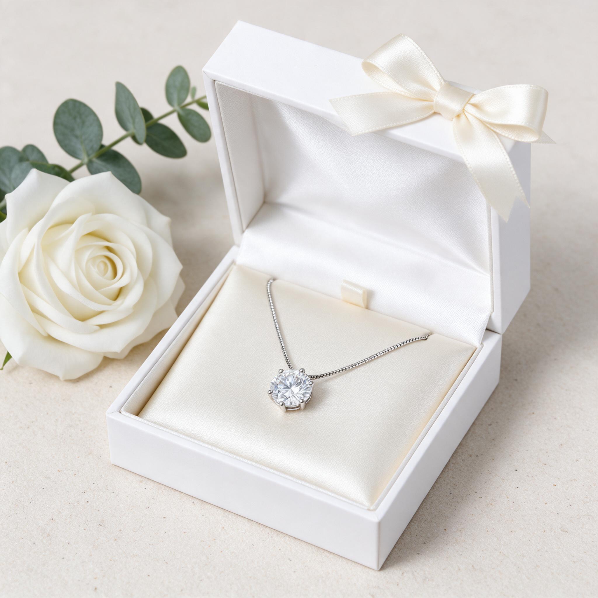 GLAMOR✨สร้อยเพชร Moissanite สร้อยเงินแท้พร้อมจี้ จี้เพชร สร้ - กล่องของขวัญ
