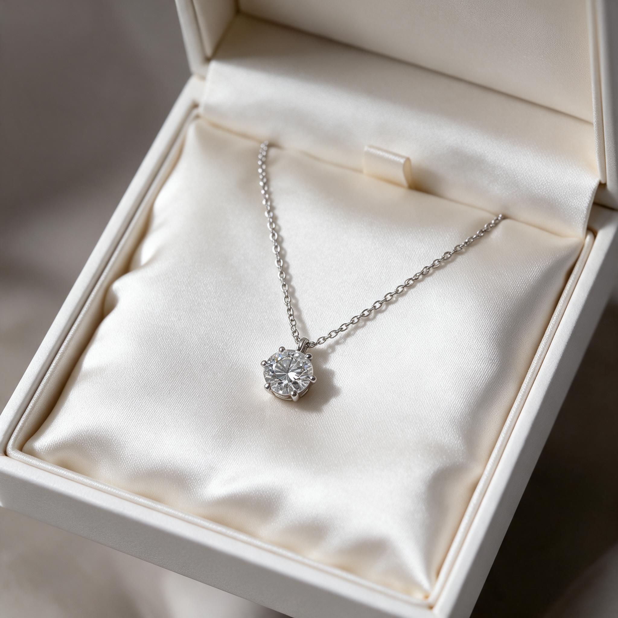 MEET💕พร้อมส่ง สร้อยเงิน A Diamond สร้อยจี้เพชร สร้อยแฟชั่น - กล่องของขวัญ