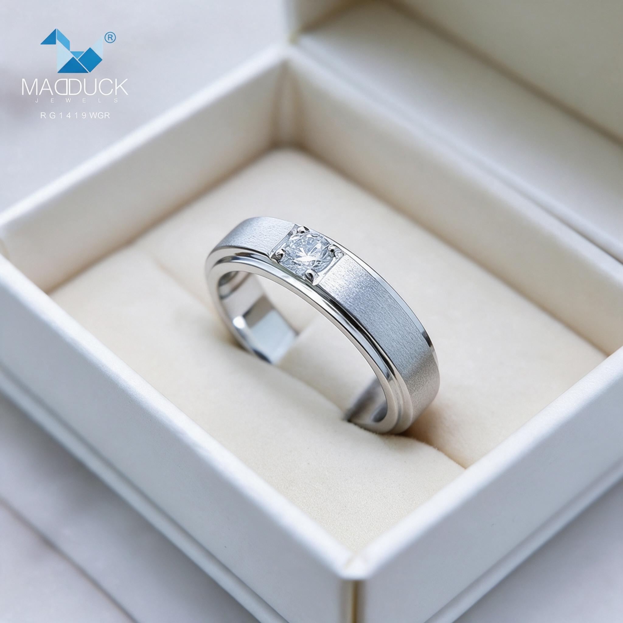 Madduckjewels RG1419WGR แหวนเงินแท้ 925 CZ / โมอิส (Moissani - กล่องของขวัญ